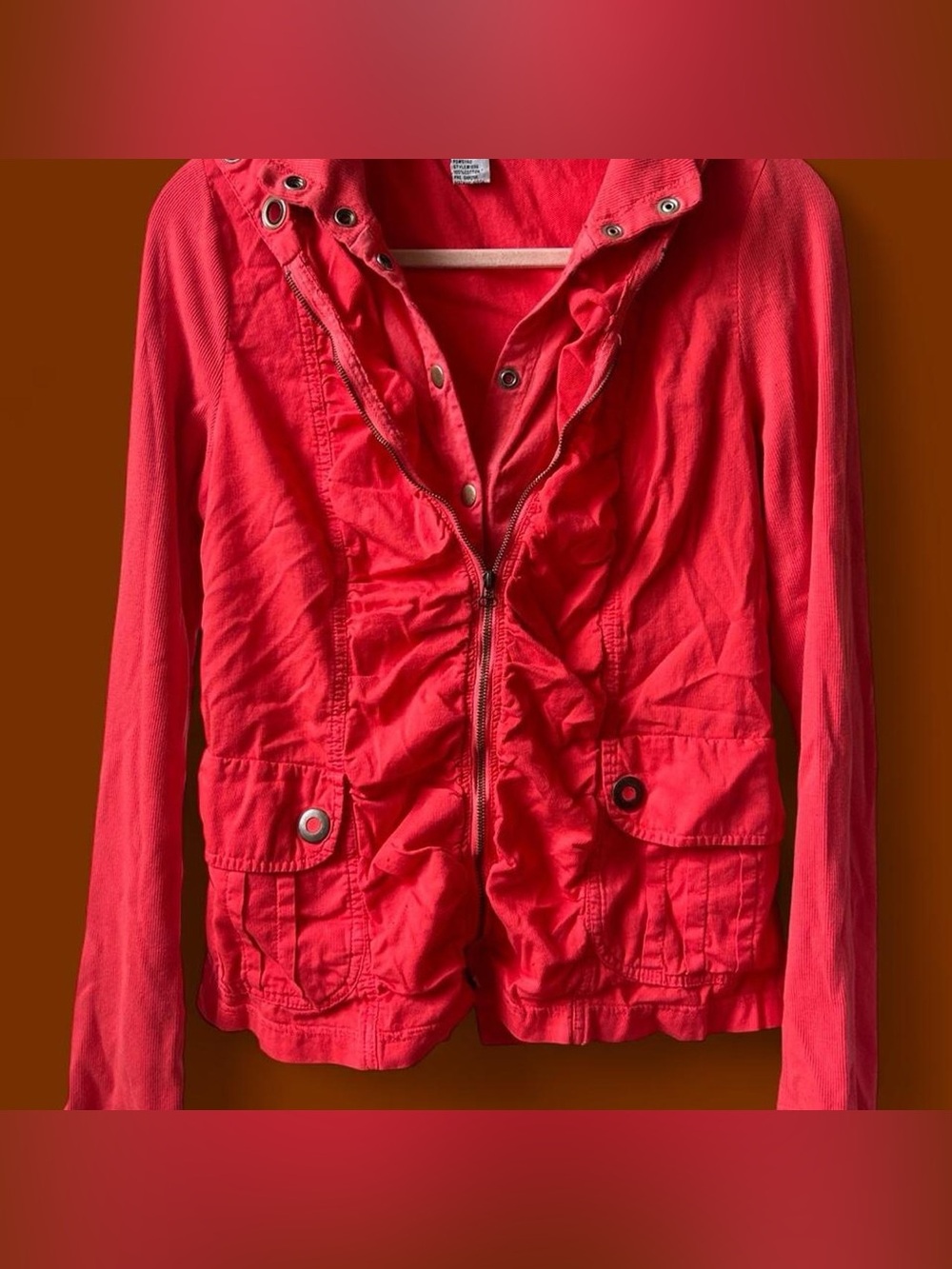 XCVI Bright Coral Lightweight Utility Jacket